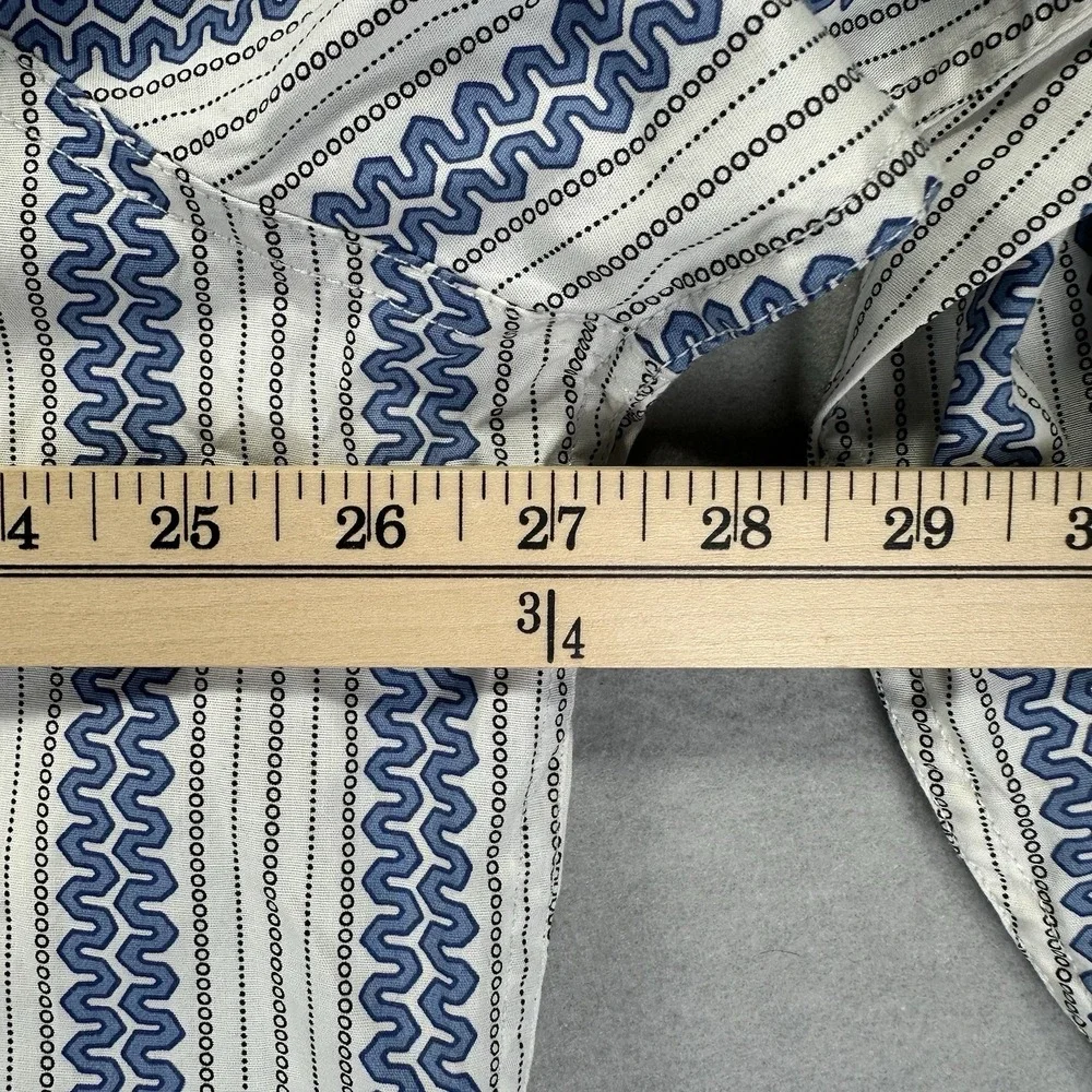 Levis Western Standard Fit Long Sleeve Pearl Snap Shirt Wave Print Blue XXL NEW